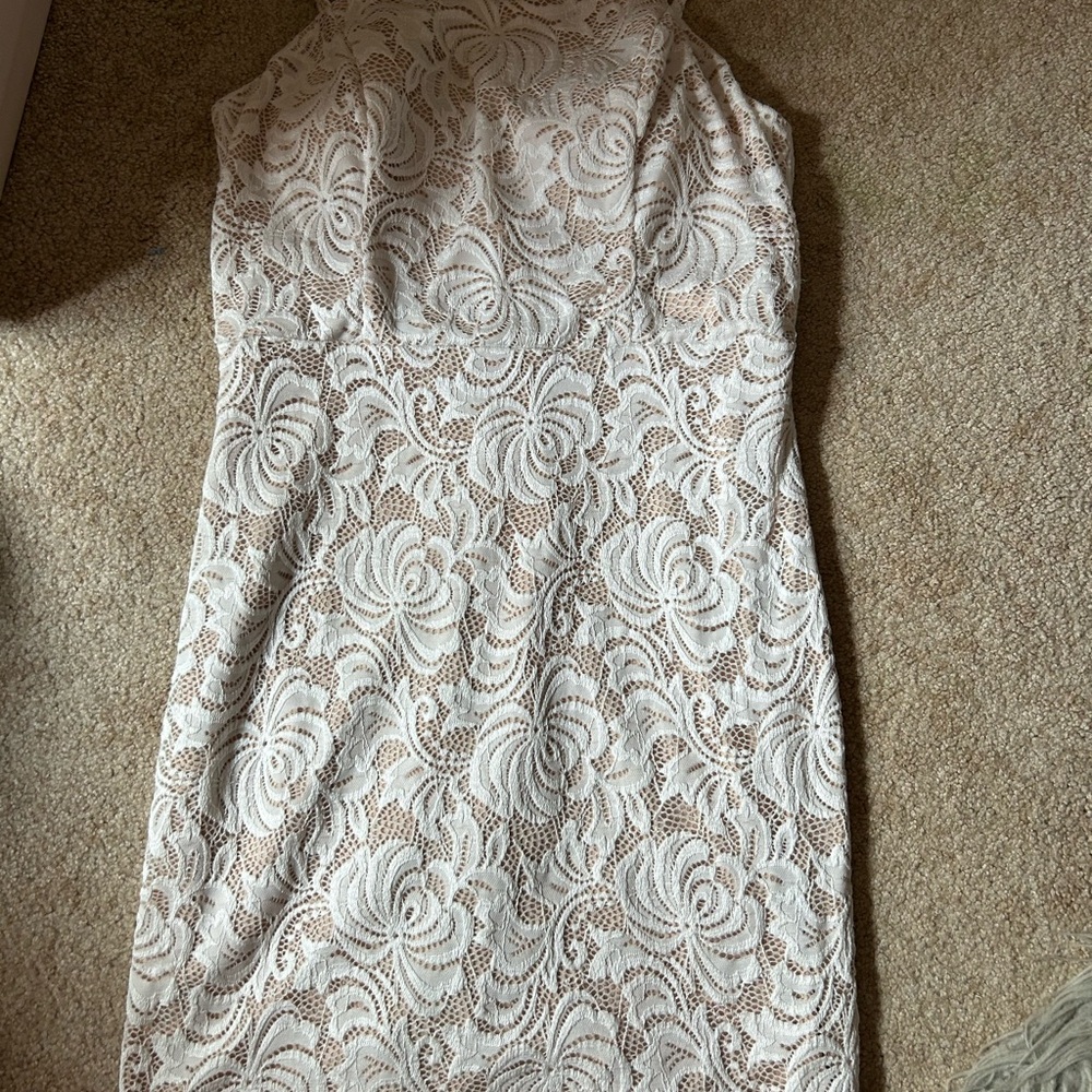 Crystal Doll Strapless Lace Dress - Cream